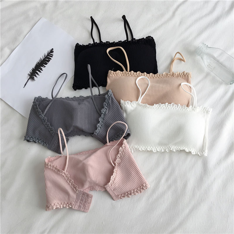 Suspender Tank Top - 여성 코튼 브래지어 여성 튜브 탑