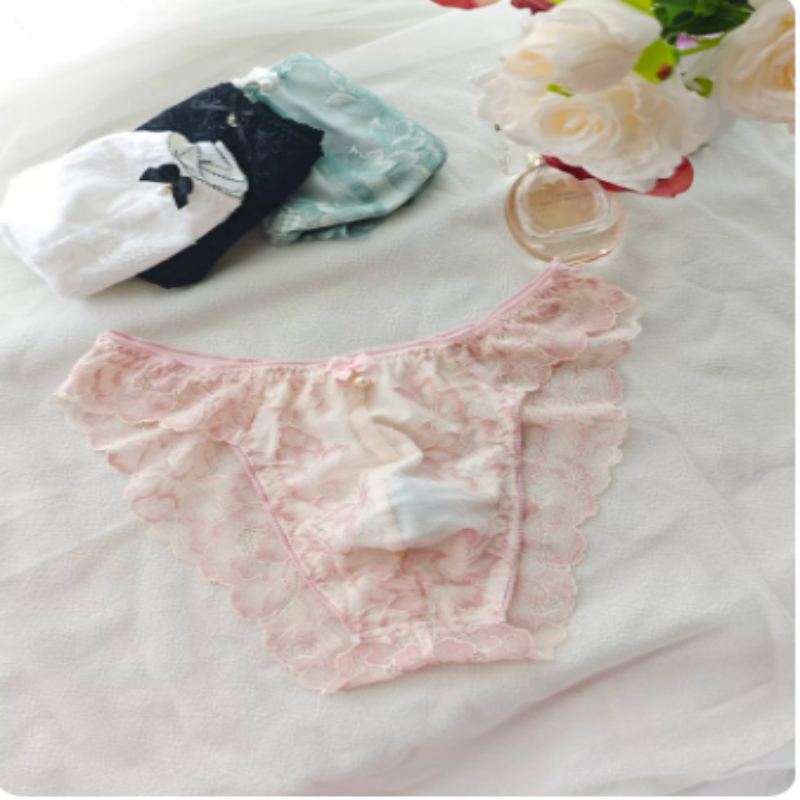 Boxer Brief Pack Cotton - 속옷 남성용 꽃무늬 레이스 밑단 리본