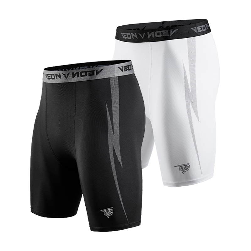 Compression Shorts Athletes - 남성용 블랙 압축 반바지, 스판덱스 스포츠