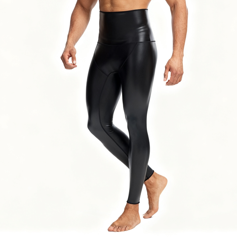 Compression Long Pant - 섹시한 남성용 PU 가죽 롱 팬츠