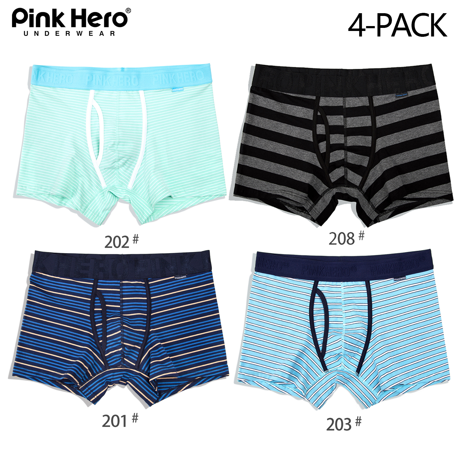 Boxer Brief Pack Cotton - 면 복서 팬티와 줄무늬 남성 속옷