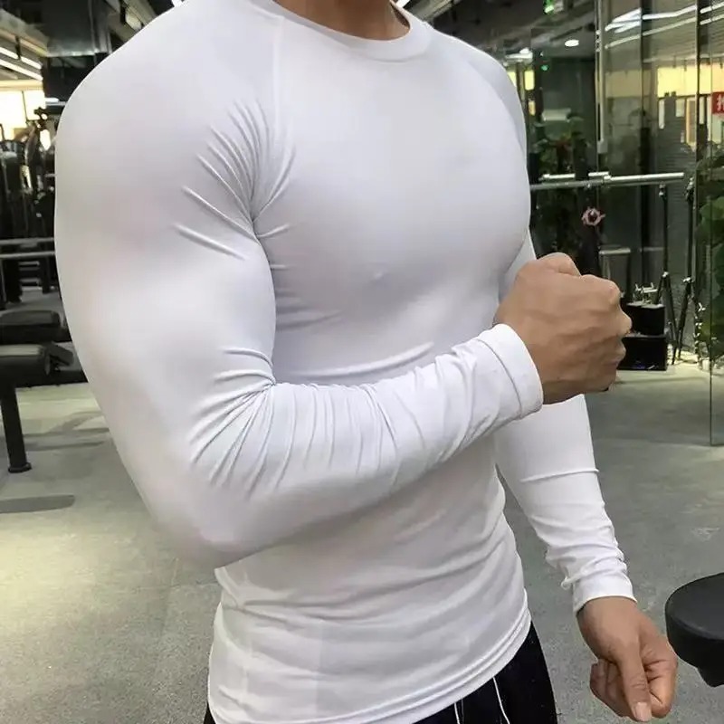 T Shirt Tight Fit - 남성 스포츠 티셔츠 속건성 보디빌딩 러닝