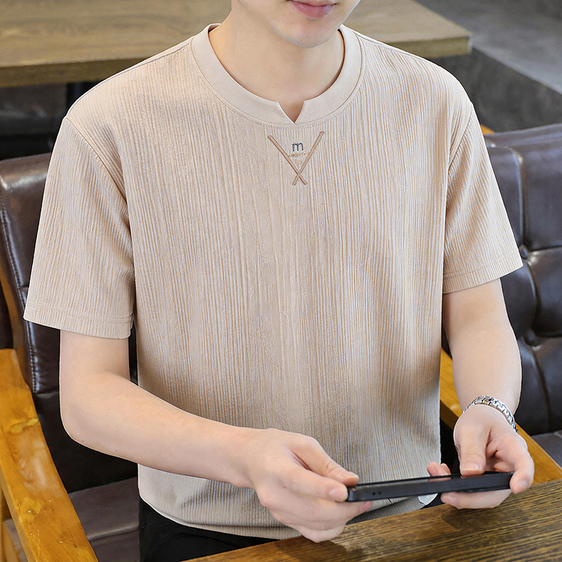 새로운 스타일 크루넥 크링클 텍스처 통기성 남성 반팔  - Undershirt Crew Neck 리뷰 및 가격