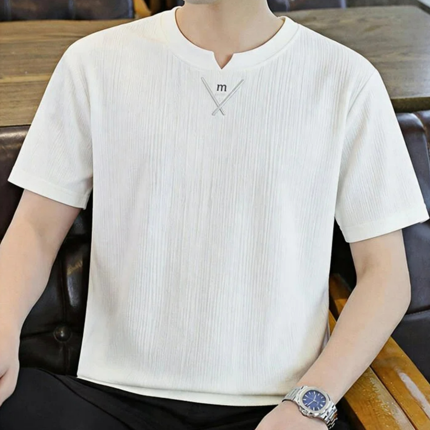 새로운 스타일 크루넥 크링클 텍스처 통기성 남성 반팔  - Undershirt Crew Neck 리뷰 및 가격