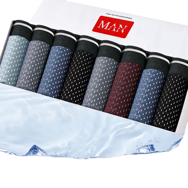 8 개/몫 남자 팬티 얼음 실크 남성 속옷 통기성 여름 - Boxer Shorts Modal 리뷰 및 가격