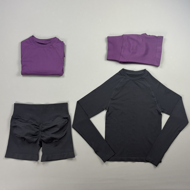 2피스 여성용 래글런 긴팔 크루넥 탑 스크런치 힙 바이 - Compression Shorts Athletes 리뷰 및 가격