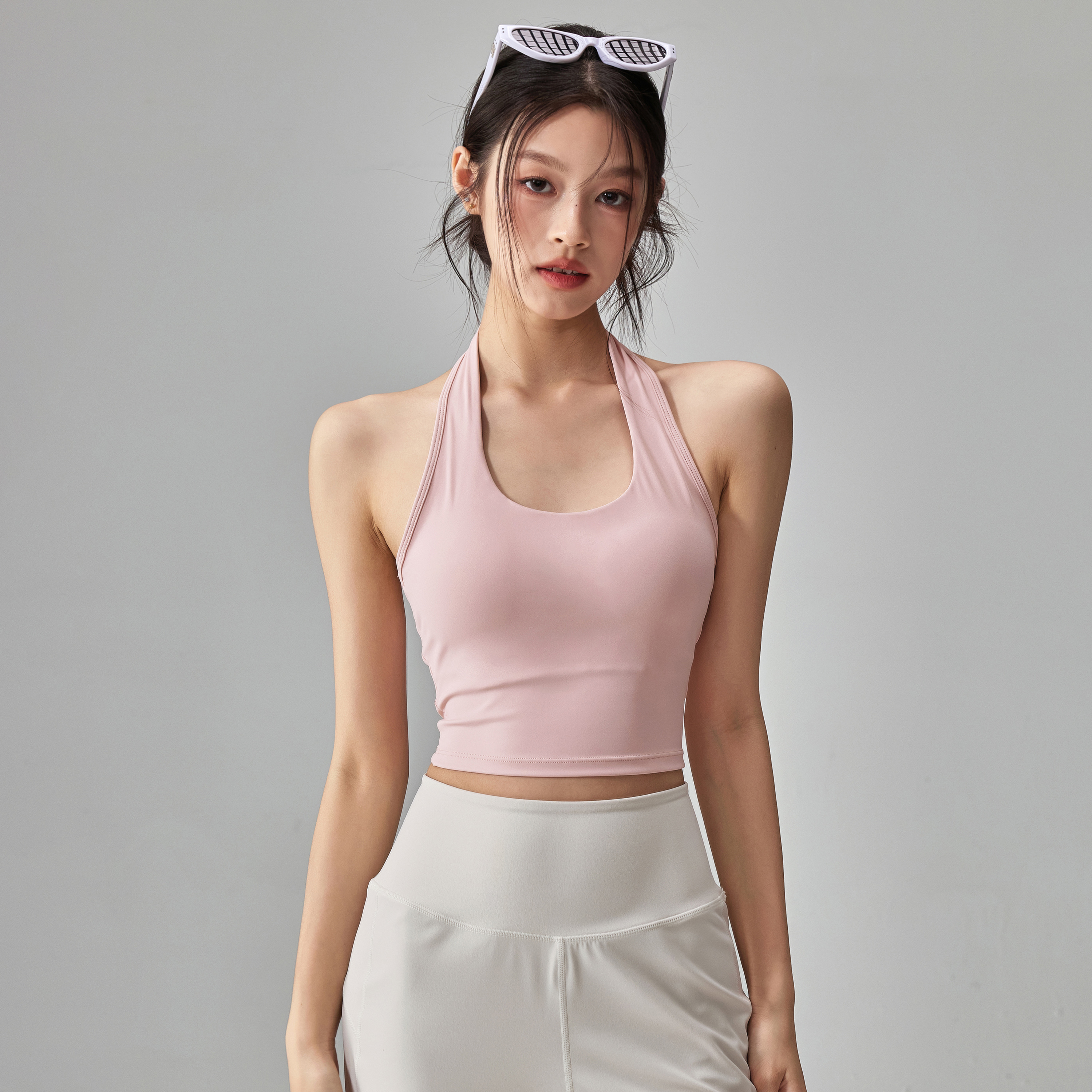 여성용 더블 보우노트 홀터 운동 탱크탑 - 깊게 파인  - Suspender Tank Top 리뷰 및 가격