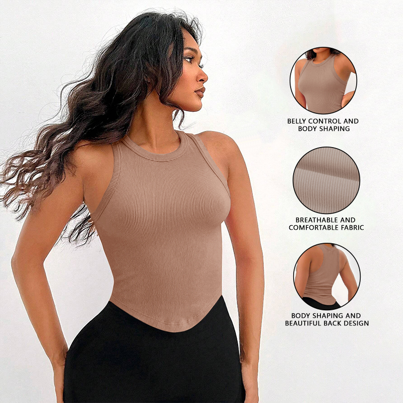 여성용 골지 레이서백 커브드 헴 크롭 탱크탑 신축성 통 - Tank Top Ribbed 리뷰 및 가격