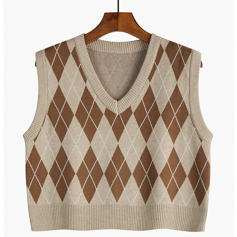 가을 패션 여성 빈티지 격자 무늬 스웨터 조끼 여성 탱 - Tank Top Ribbed 리뷰 및 가격