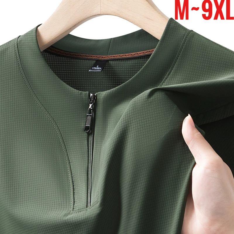 빅사이즈 9XL 남성 아이스 실크 헨리넥 반지퍼 티셔츠 - T Shirt Tight Fit 리뷰 및 가격
