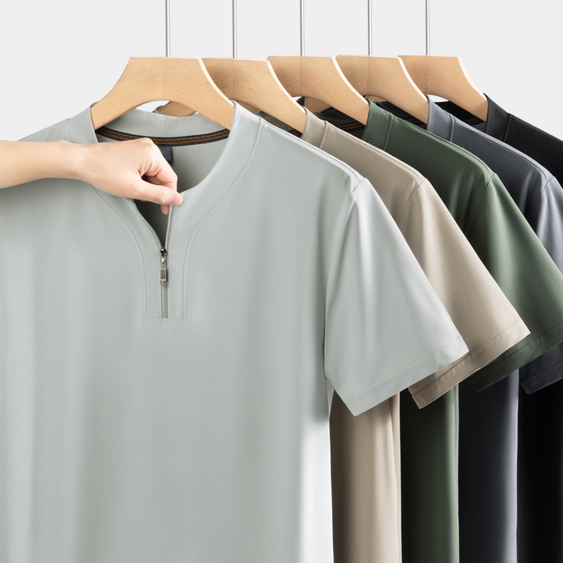 빅사이즈 9XL 남성 아이스 실크 헨리넥 반지퍼 티셔츠 - T Shirt Tight Fit 리뷰 및 가격