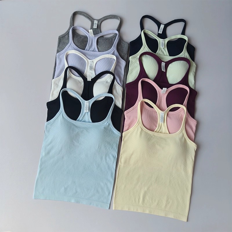 여름 여성 요가 캐미솔 스포츠 베스트 솔리드 리브드 탱 - Tank Top Ribbed 리뷰 및 가격