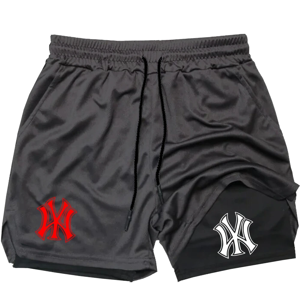 남성용 2 in 1 로고 프린트 스포츠 반바지 속건 드 - Compression Shorts Athletes 리뷰 및 가격