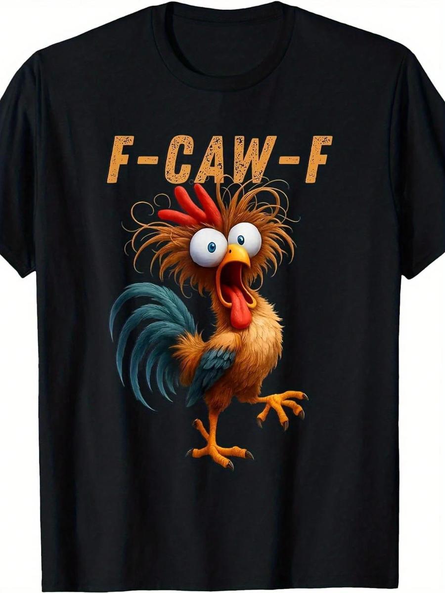 남성용 S F-Caw-F 카툰 수탉 프린트 티셔츠_ 빈 - T Shirt Tight Fit 리뷰 및 가격