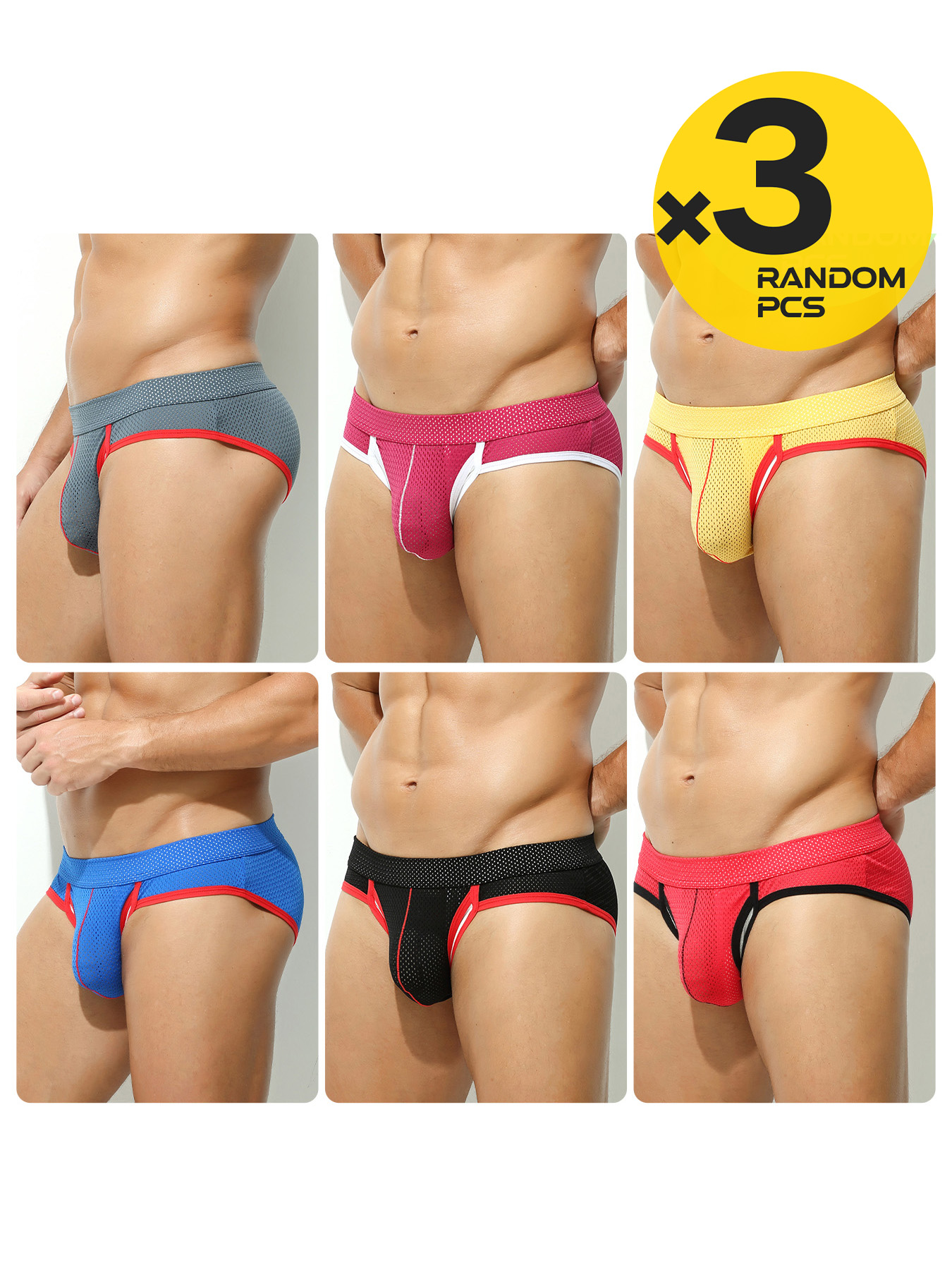 3Pcs 남성 메쉬 복서 브리프 대비색 트림 U 볼록  - Mesh Sport Boxer 리뷰 및 가격